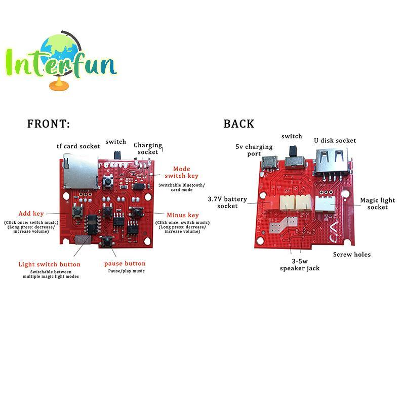 [InterfunB] Módulo De Alto-Falante Eletrônico Sem Fio PCB Com Amplificador Decodificador Mp3 Placa De Circuito De Áudio