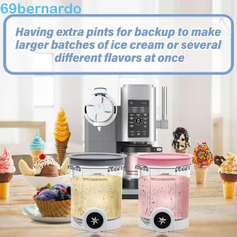BERNARDO 2 Pcs/4 Frasco De Armazenamento , Pote De Smoothie Copo De Sorvete Reutilizável , Tampa Flip-Top Pints E Tampas