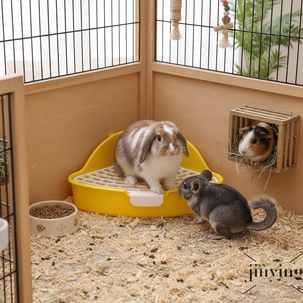 Vaso Sanitário Triangular Pequeno Para Animais De Estimação-Design Anti-Flip Com Prendedor De Pressão Coelhos Chinchilas