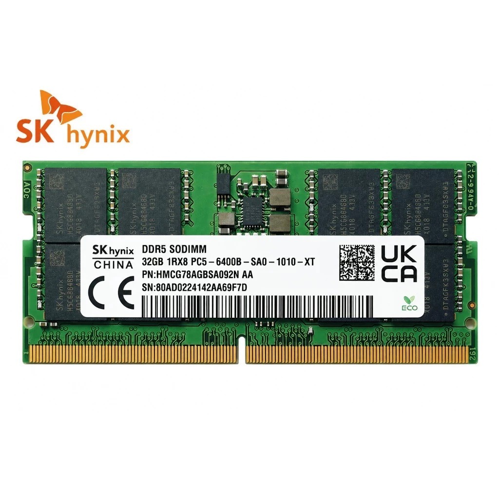 Memória RAM 32GB DDR5 Sk Hynix PC5 6400MHz SODIMM para Notebook Sodimm