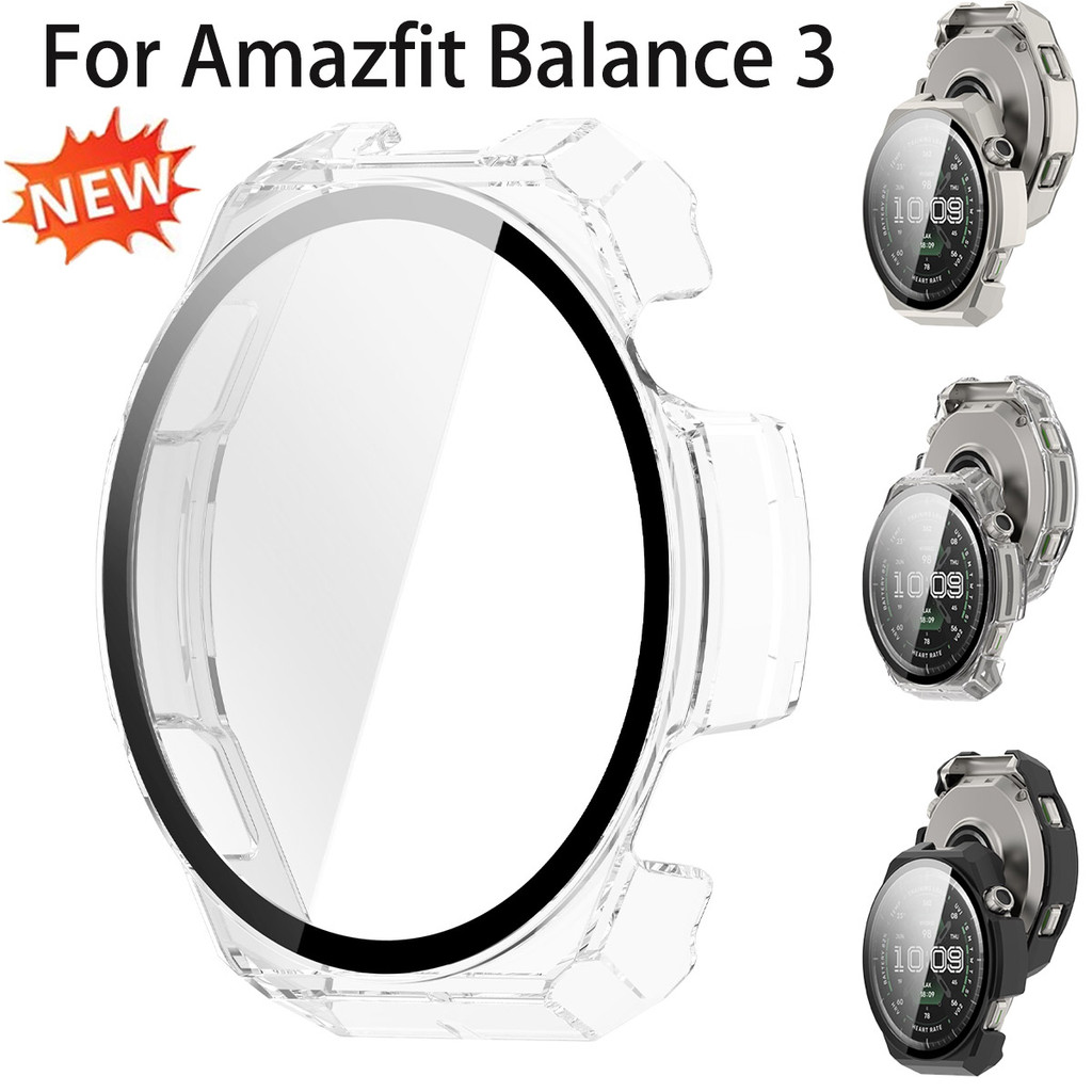 Capa Dura Para PC + Vidro Temperado Amazfit Balance 3 Protetora De Tela À Prova D'água Moldura