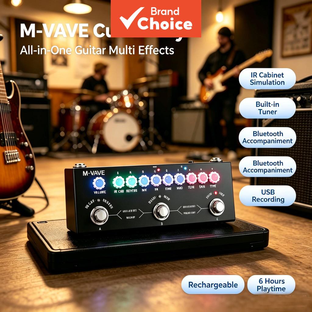 M-VAVE CUBE BABY Pedal Multiefeitos Para Guitarra IR Gabinete Simulador Afinador Integrado Bluetooth Efeito De Reverbera