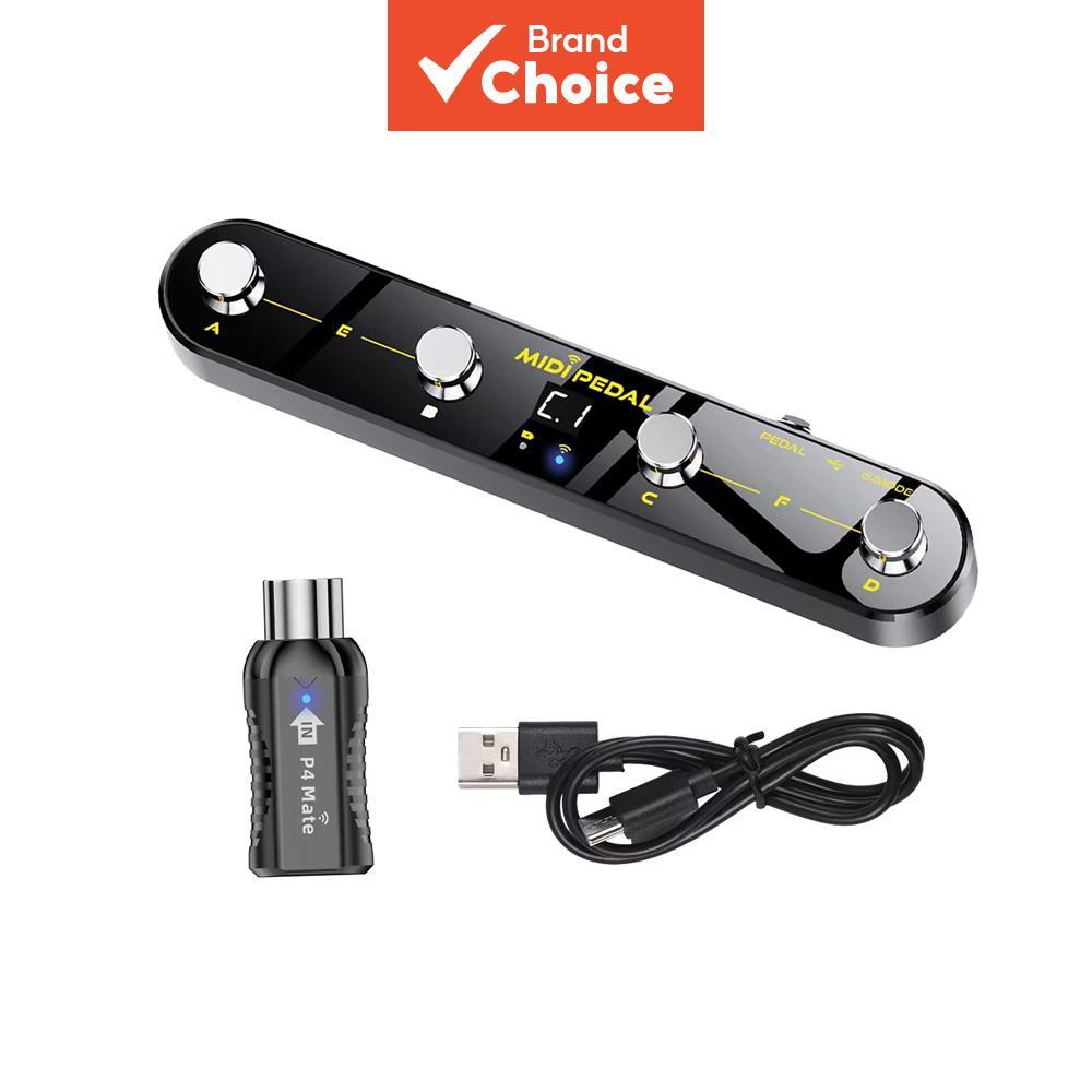 Controlador De Pedal MIDI Sem Fio Bluetooth 5.3 P4 Mate Receptor Programável Metal Footswitch Recarregável Efeitos Guita