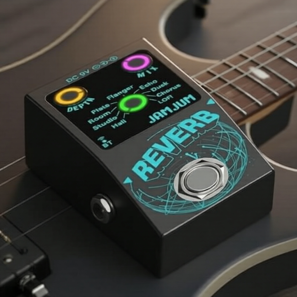 Pedal de Efeitos True Bypass para Guitarra com 9 Tipos de Reverb, Acompanhamento Bluetooth, Ideal para Guitarristas
