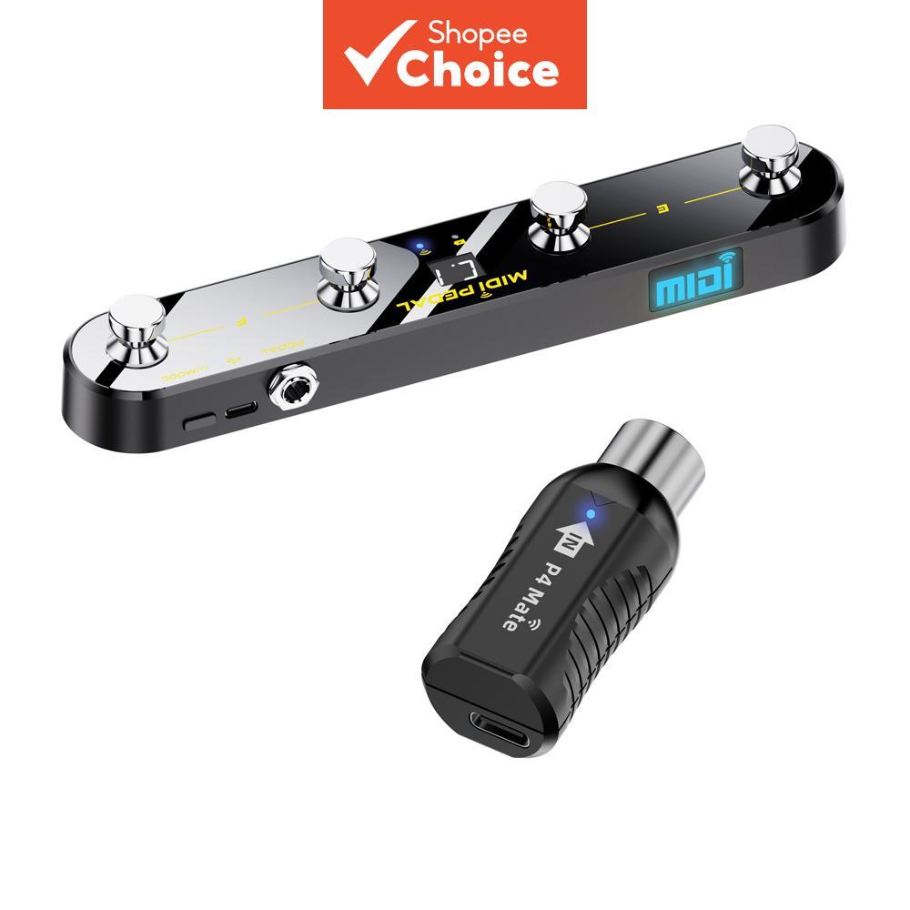 Pedal MIDI sem fio Bluetooth 5.3, controlador P4 Mate, receptor programável, interruptores de metal recarregáveis, pedal