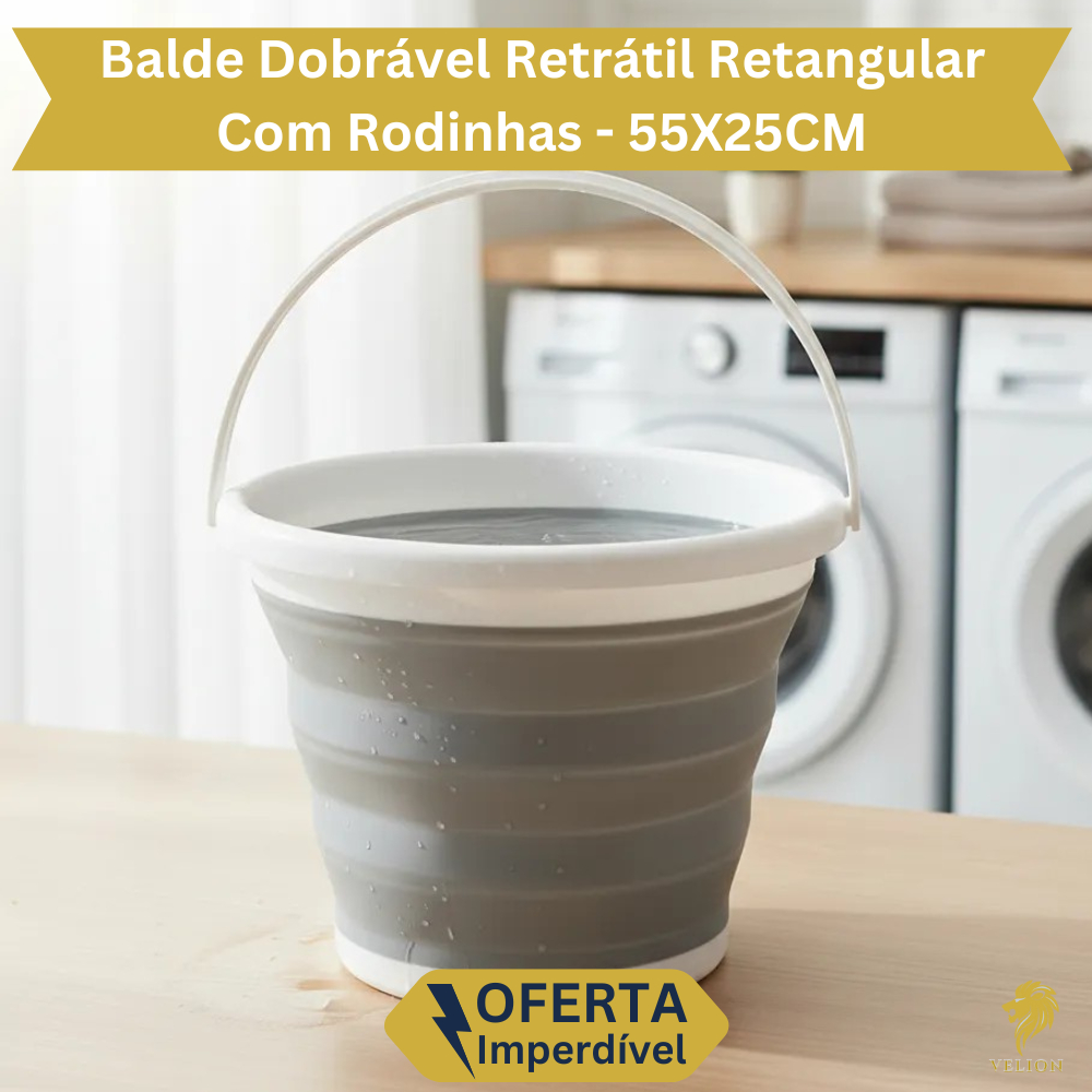 Balde Dobrável Retrátil Flexível 10L Silicone Com Alça Multiuso