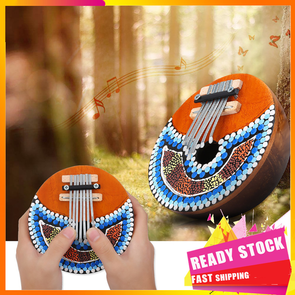 Gfgfgfgg Pbzydu 7 teclas Kalimba Coconut Shell Mini polegar dedo piano percussão teclado instrumentos musicais