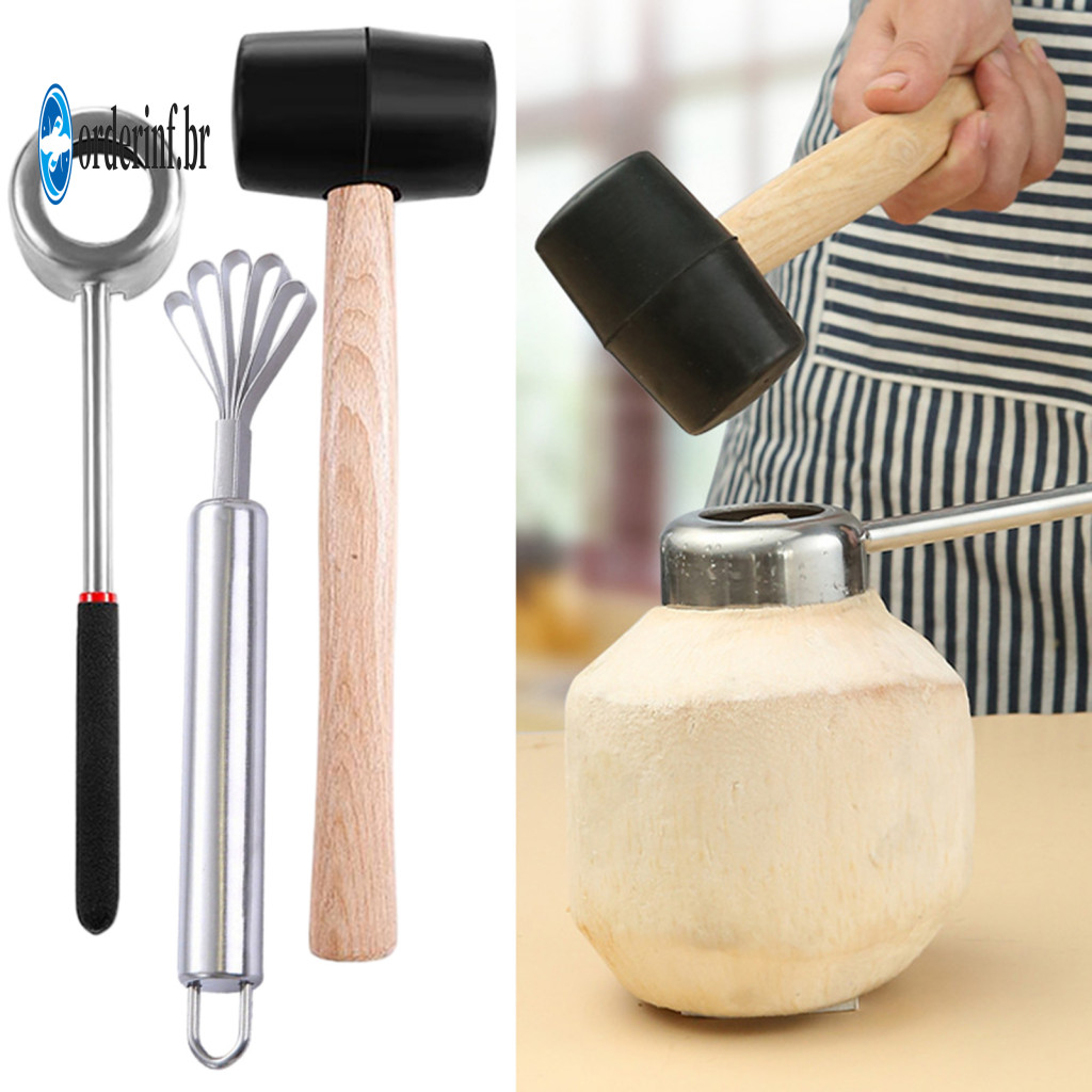 Stainless Steel Coconut Cutter Kitchen Gadget for Hard Shell Fruits Thickened Opener Hole Puncher with Anti-slip Handle