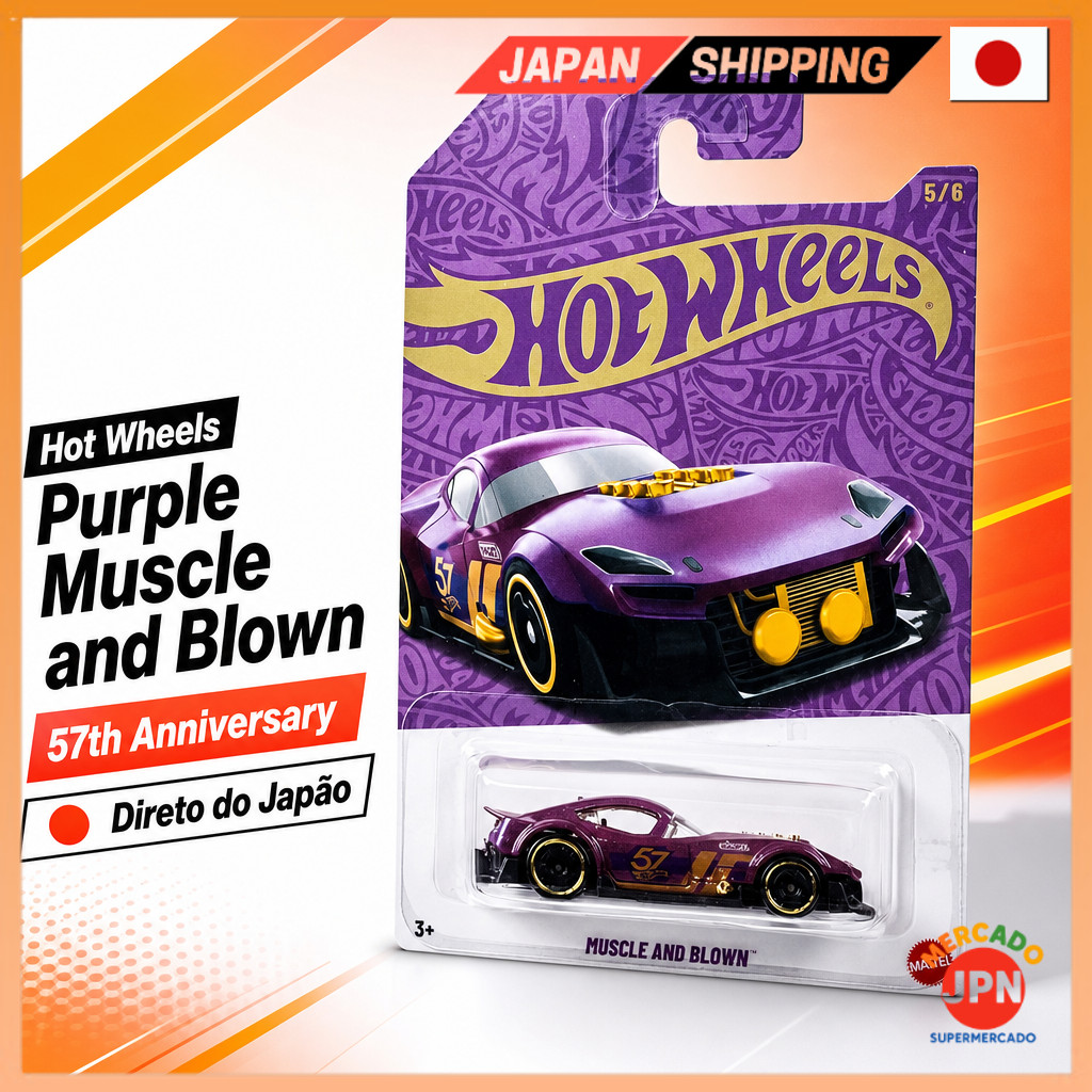 Hot Wheels Purple Muscle e Blown, 57th Anniversary Direct from JAPAN