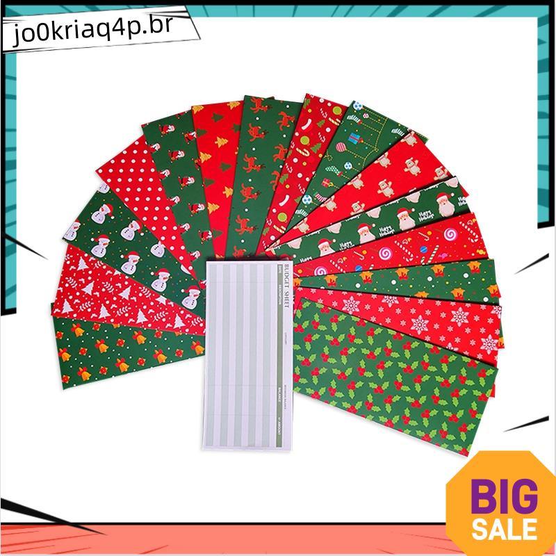 15 Envelopes De Orçamento De Natal + 15 Folhas + 24 Adesivos De Etiqueta Branca , Sistema De Economia De Dinheiro De Car