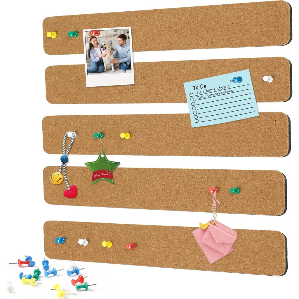 5pcs Camel Felt Bulletin Board Strips, Self-Adhesive Felt Pin Board for Wall, Notice Board for Office Bedroom Dorm Decor