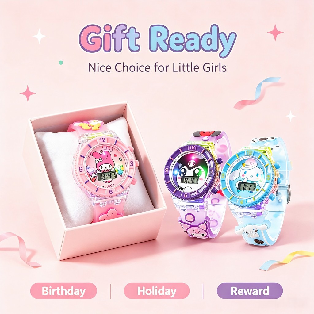 Crianças LED Flash Watch Bonito Desenho Animado Silicone Relógio Presentes De Natal