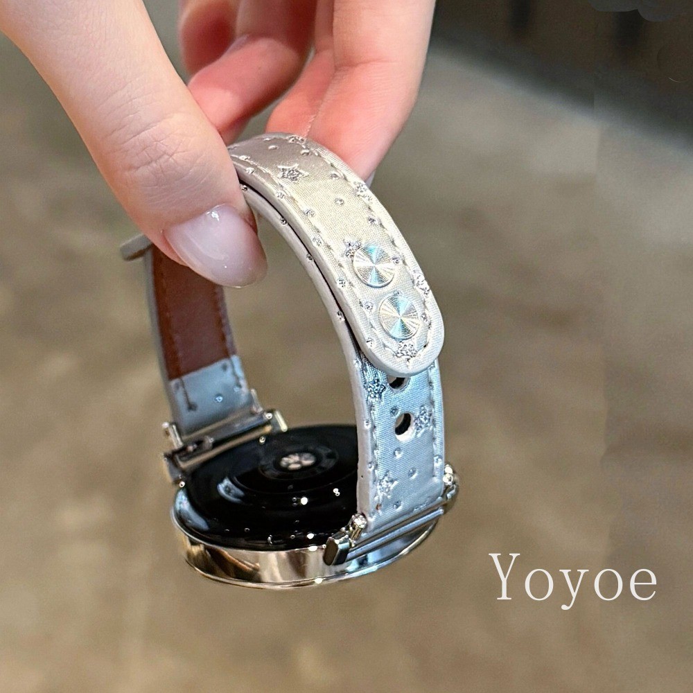 Pulseira De Couro Flash Diamante Estrelas É Adequada Para Vivo Watch GT 3 5 GT2 Honor 2i/5/x5 22 20 18mm