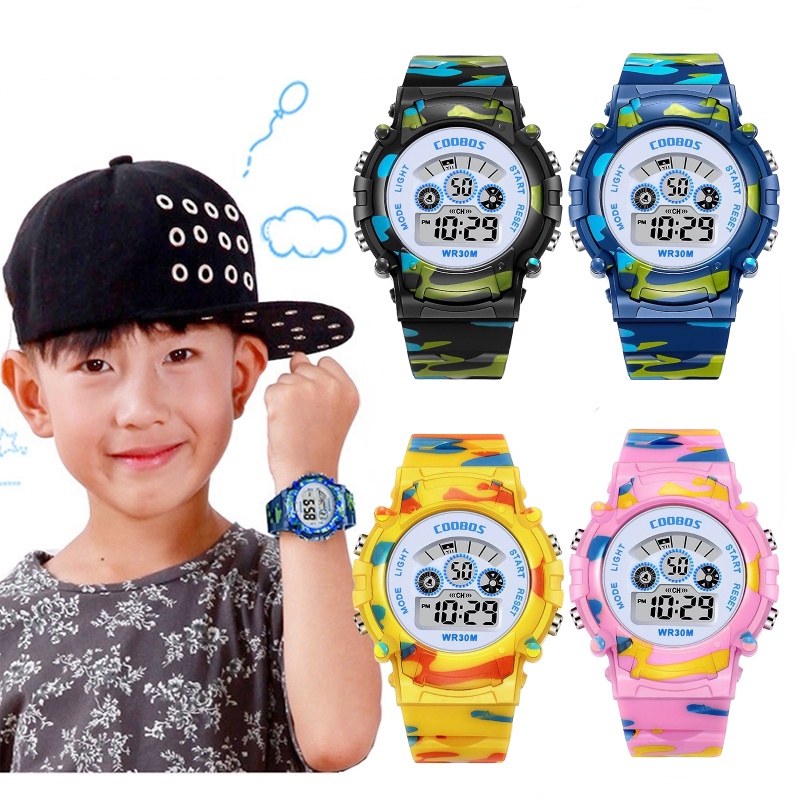 Relógio Criativo De Camuflagem Luminoso Kids Relógios LED Colorful Flash Digital À Prova D'água