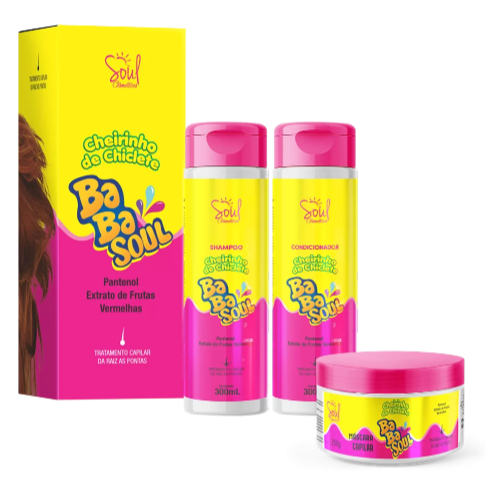 Box 10 Kits Capilares Babasoul Shampoo Condicionador Máscara Soul Cosméticos Cheirinho Chiclete