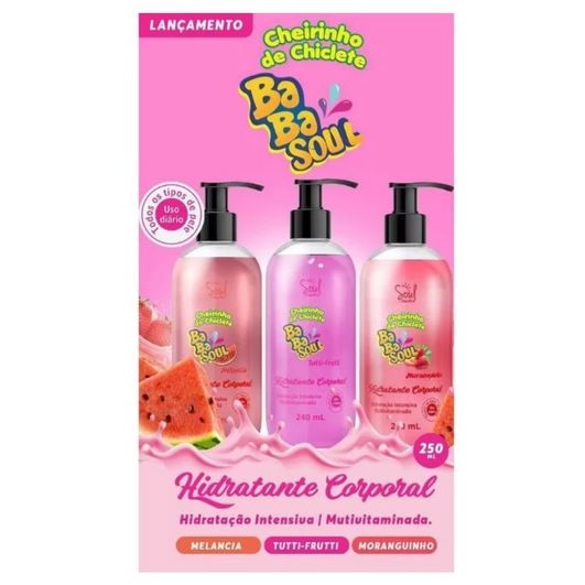 ATACADO!! BOX COM 12 BABASOUL HIDRATANTE CORPORAL MORANGUINHO 240 ML - SOUL COSMÉTICOS