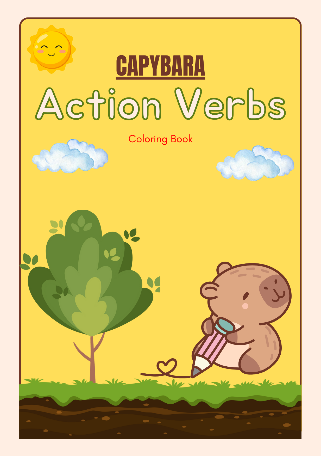 Capybara Action Verbs – Fun Bilingual Coloring Book for Kids