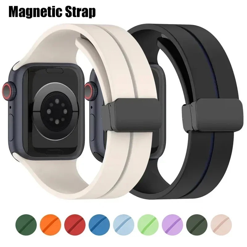 Pulseira tipo Apple Watch Magnética Silicone Band 38mm 40mm 41mm 42mm 44mm 45mm/IWatch série 8 7 6 SE9