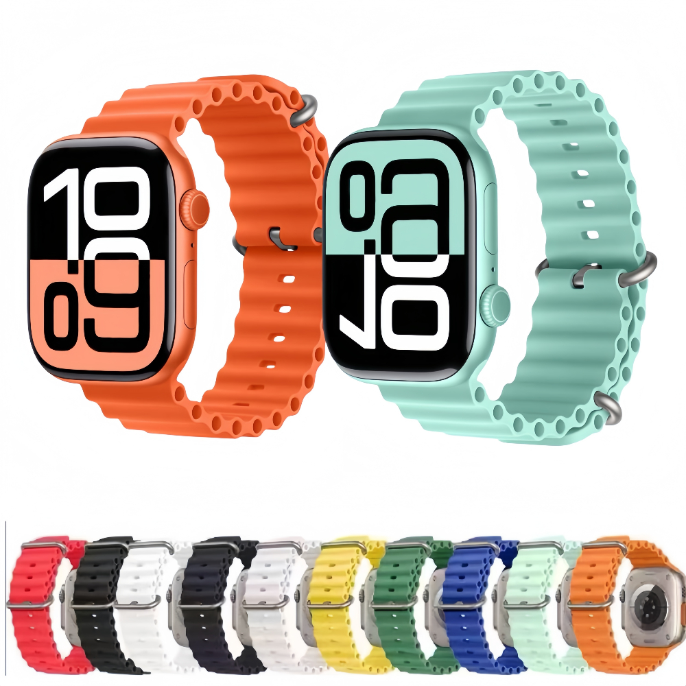 Oceânico Silicone Pulseira Para Apple iWatch Band 40mm 42mm 44mm 41mm 38mm 45mm 49mm Alça Ajustável Esportiva
