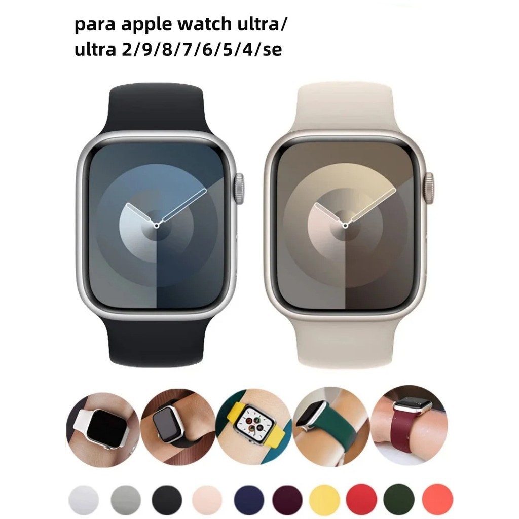 Macio Silicone Pulseira Para apple Watch 40mm 44mm 45mm 41mm 42mm 49mm 38mm Esportiva Band iWatch Pulseira