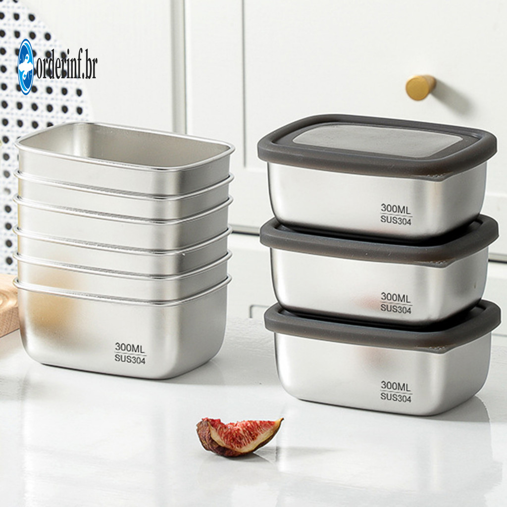Stackable Kitchen Organization Metal Food Containers with Lids 304 Stainless Steel Lunch Box Leakproof Sealed Lid Microw