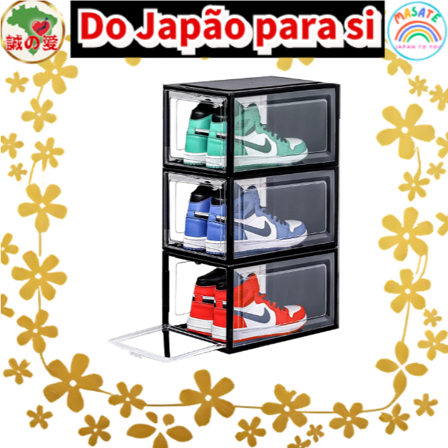 Melody House Clear Shoe Box, Magnetic Front Opening Display Case, Stackable Sneaker Storage Organizer 【Do Japão para voc