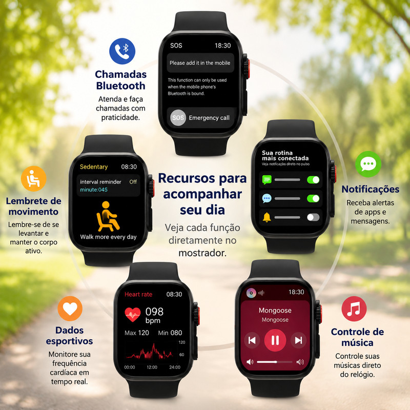[OneEscolha] Smartwatch Mini, Pro e Plus 38mm/45mm/49mm, vem com 2 pulseiras, design requintado 2XKC