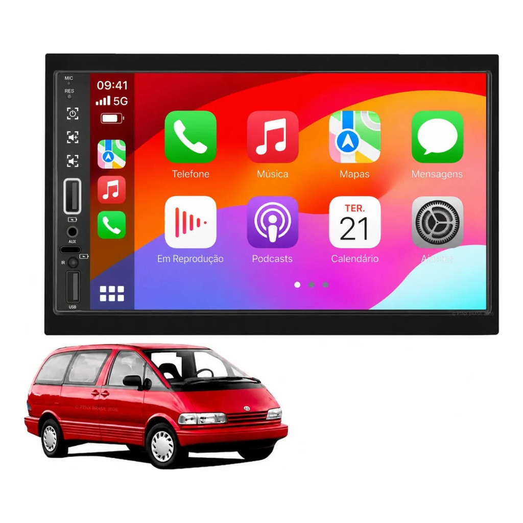 Central Multimídia Toyota Previa Todos Anos Pro Max Android Auto Apple CarPlay Sem Fio