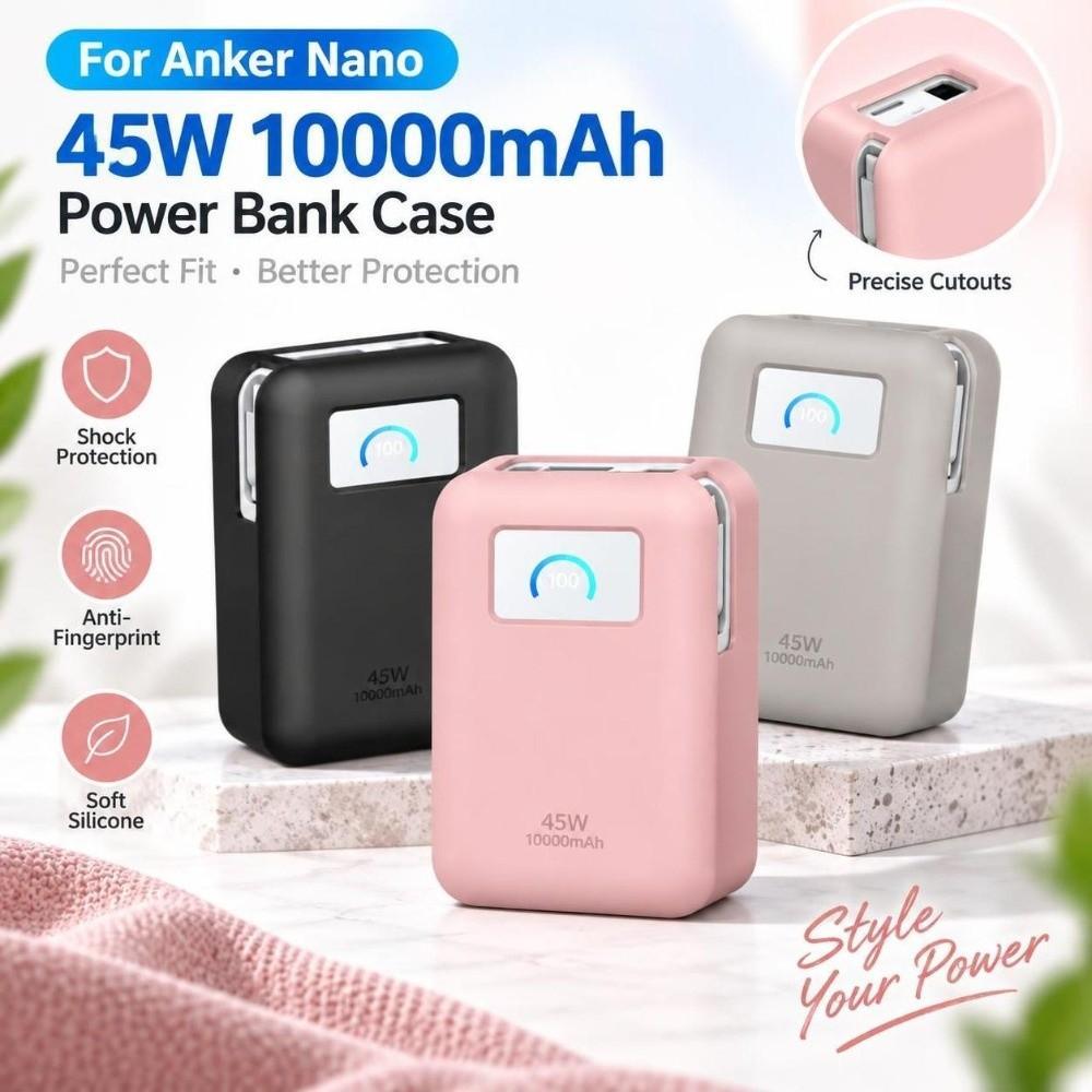 Protetor De Carregador Portátil , Saco Organizador De Transporte De Silicone a1638 , Macio Para Anker Nano 45W 10000mAh