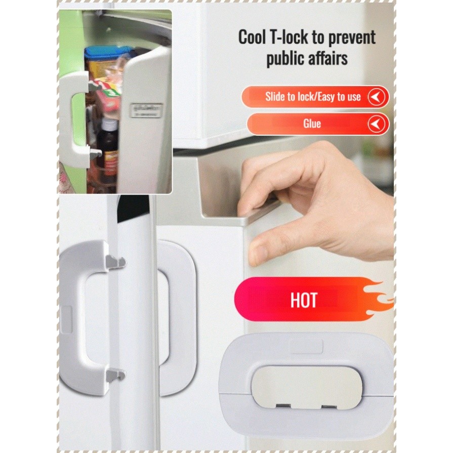Door Lock Enhancement Push Open Refrigerator Lock Easy to Use Anti-opening Enhancement Housewife
