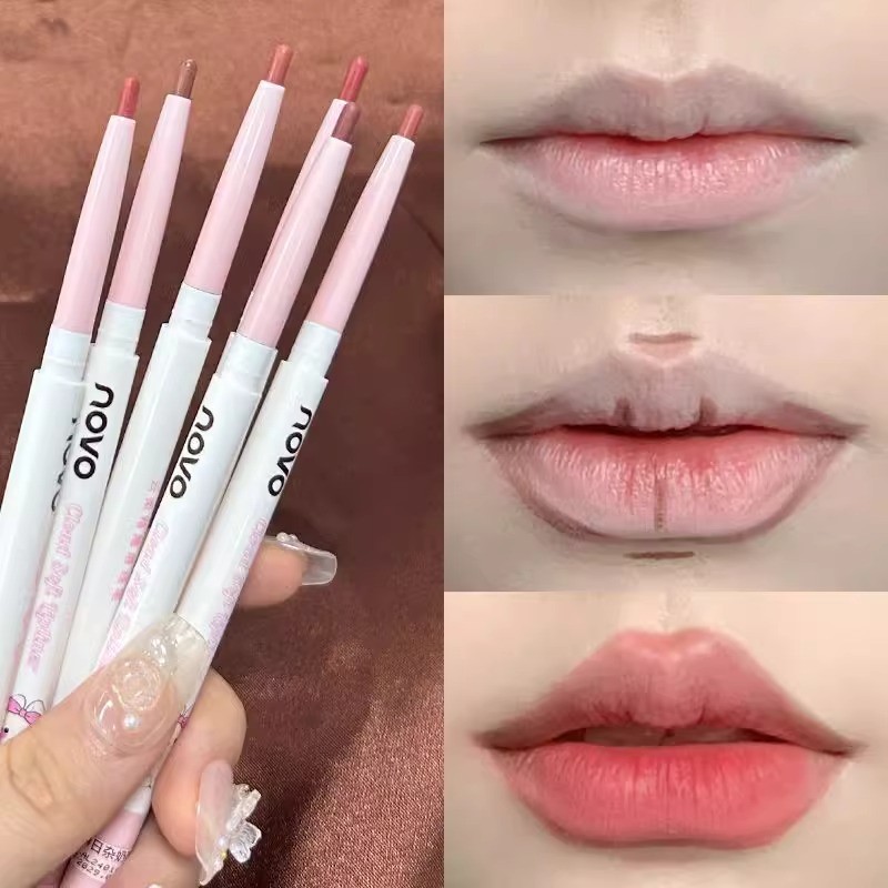 NOVO Dudu Lip Liner Pincel labial de duas cabeças Nude Color Series Lip Enhancement Hook Line Batom Caneta à prova d'águ