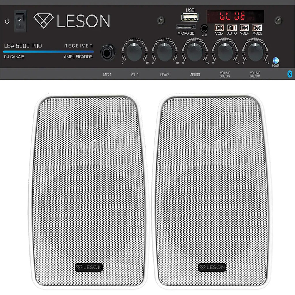Kit Som Ambiente 120 Watts Bluetooth + 2 Caixas Branca 70w