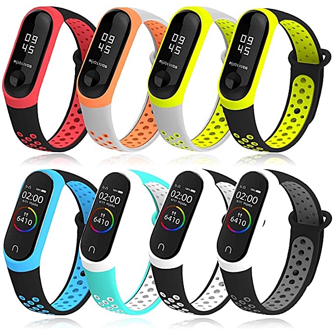 Pulseira Mi Band 3 e 4 Xiaomi Silicone Sport Bi-Color NOVO MODELO Respirável Anti-Suor