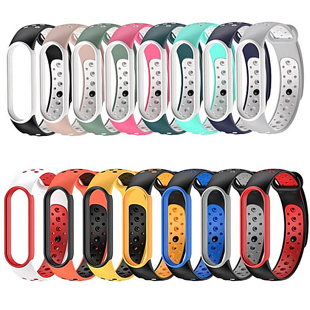 Pulseira Mi Band 3 e 4 Silicone Sport Bi-Color Respirável Anti-Suor p/ Xiaomi MiBand 3 e 4 - Envio Imediato