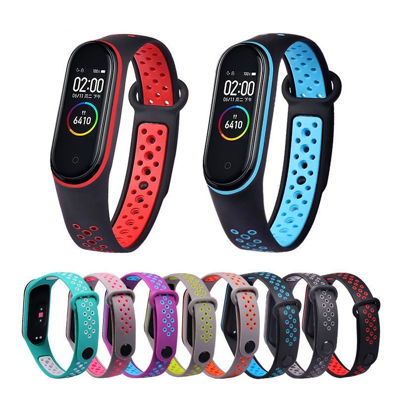 Pulseira Mi Band 5 e 6 Silicone Sport Bi-Color Respirável Anti-Suor p/ Xiaomi MiBand 5 e 6 - Envio Imediato