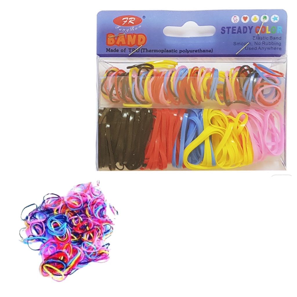 Elástico De Silicone Liguinha Para Cabelo Colorido caixinha Rainbow color band contém em média 200 elástico xuxinha Trança Penteado