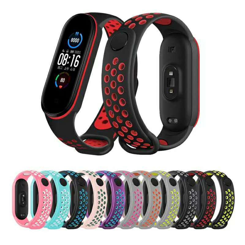 Pulseira Mi Band 5 e miband 6 Silicone Sport Bi-Color Respirável Anti-Suor p/ Xiaomi MiBand 5 e miband 6 - Envio Imediato Brasil