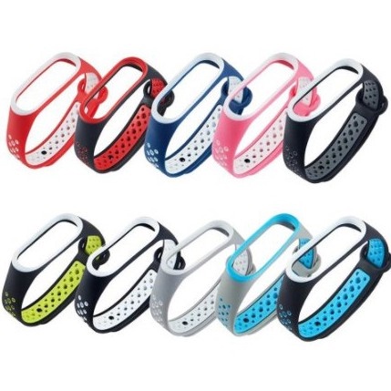 Pulseira Mi Band 3 e 4 Silicone Sport Bi-Color Respirável Anti-Suor p/ Xiaomi MiBand 3 e 4 - Ótima Qualidade
