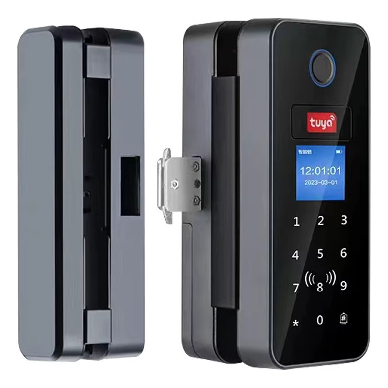 Fechadura Eletrônica Digital Tuya Biometria Senha Touch Display LCD para Porta