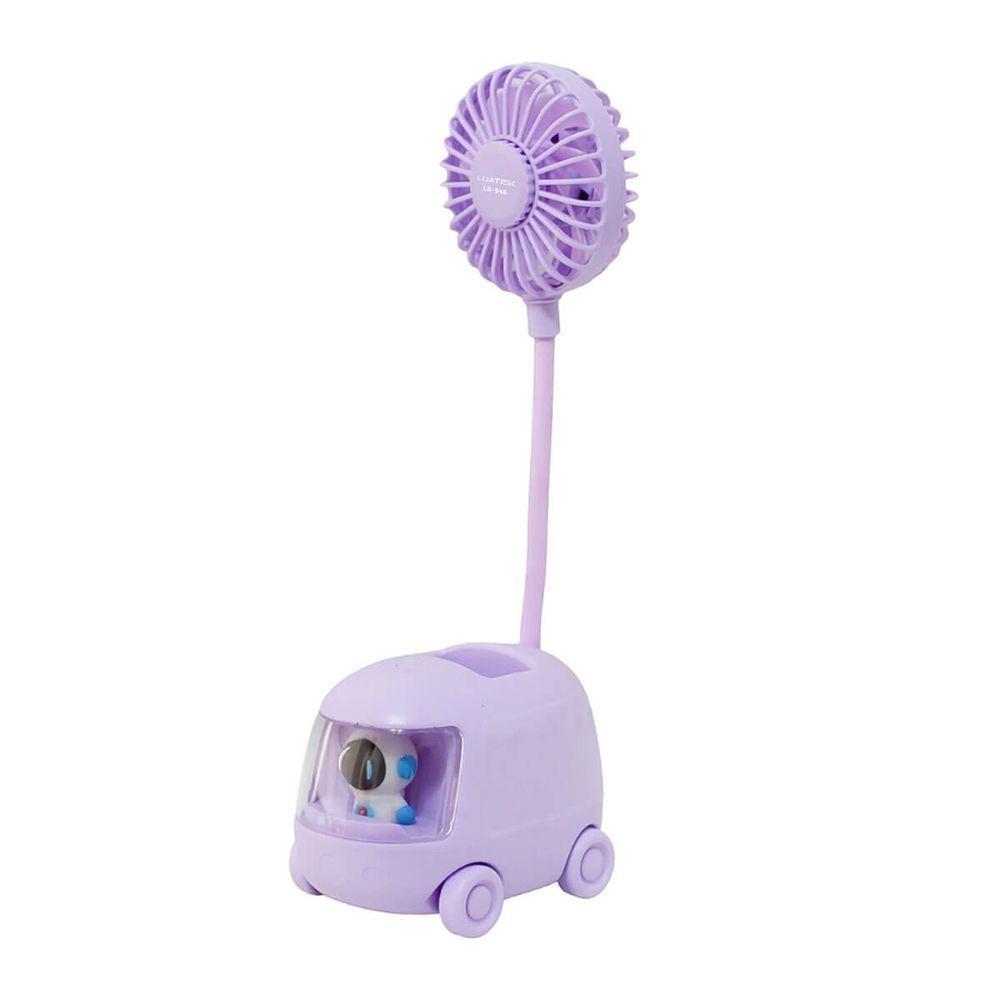 Ventilador de Mesa Porta Lápis Recarregável Luatek Rosa com Bateria 250mAh e 2 Velocidades