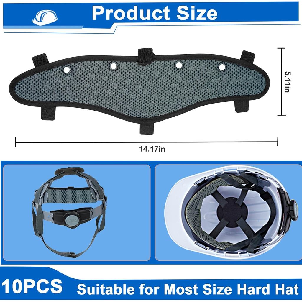 Newly Upgraded 10Pcs Hard hat sweatbands, Washable Sweat Bands for Hard Hats, Strongly Absorbent Hardhat Sweatband, Reus
