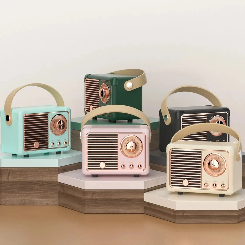 Retro alto-falante Bluetooth Material de Metal estéreo alta fidelidade Super Bass alto-falante mãos-livres microfone com