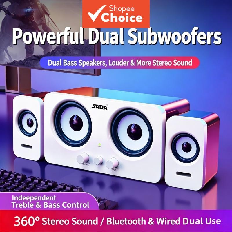 SADA Desktop Bluetooth Speaker Computador Boombox Dual Drivers Subwoofer De Graves Pesados
