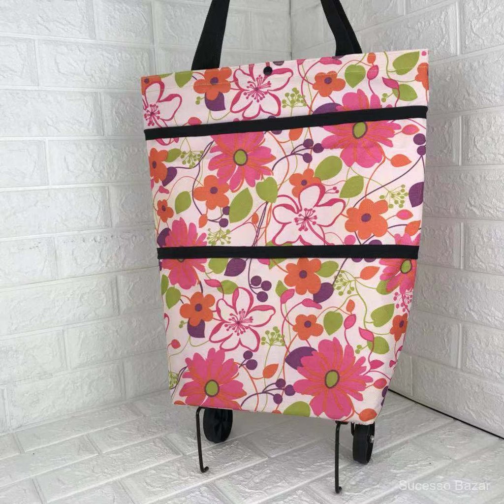 1/2 Unidades  Bag De Compras Com Roda Design De Arrasto Fácil De Plegar Portátil Armazenamento 3D Regulação De Volume