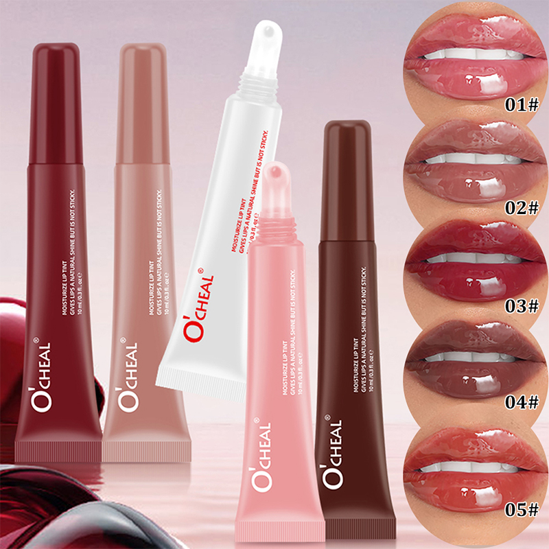 Batom Ocheal Water-Light Dudu: Brilho de Espelho, Óleo Labial Rico, Hidratante e Não Manchante.