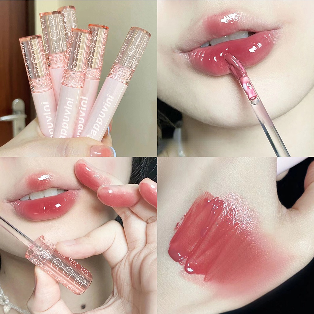Cappuvini Bubble Lip Gloss Mirror Water Light Glass Batom Feminino Maquiagem Leite Chá Cor Do Lábio Cosmético
