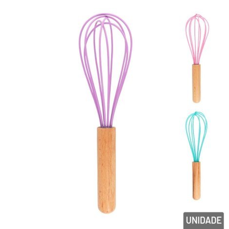 Bate Clara de Silicone 23cm Cabo de Madeira Color