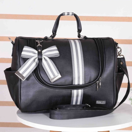 Frasqueira de Mão Maternidade Menino/Menina Oxford Preto - 01 Peça