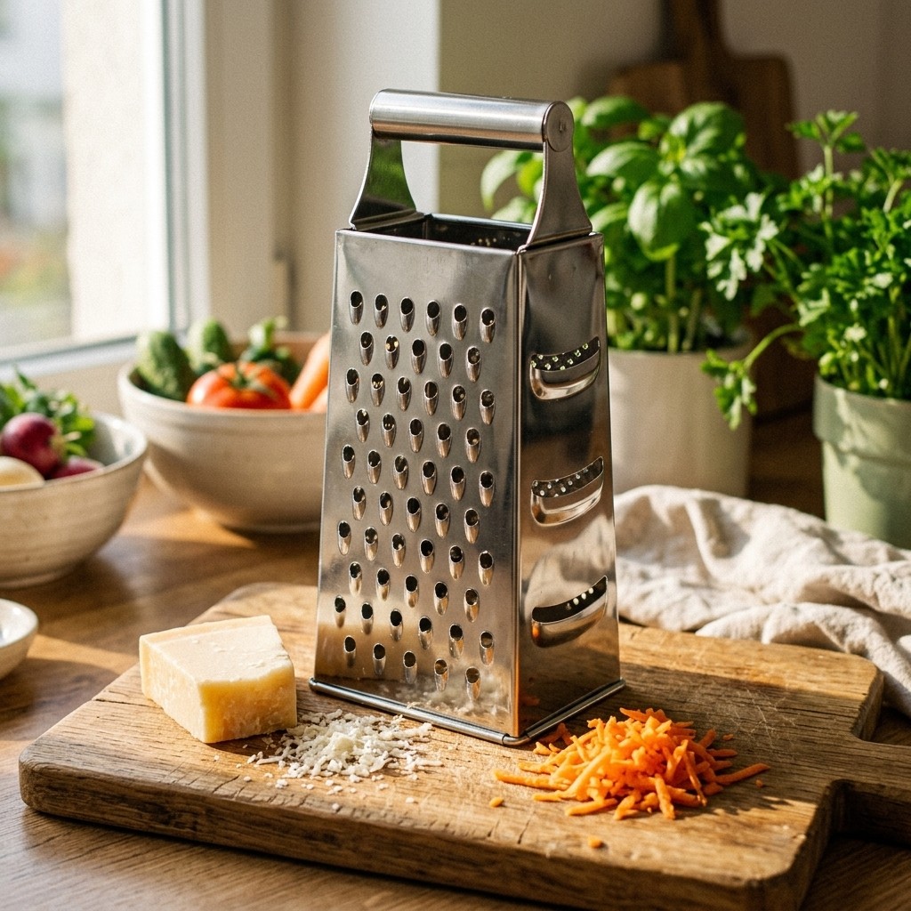 Ralador de Queijos e Legumes 4 Faces em Aço Inox Premium Utensílio de Cozinha Durável Multifunc