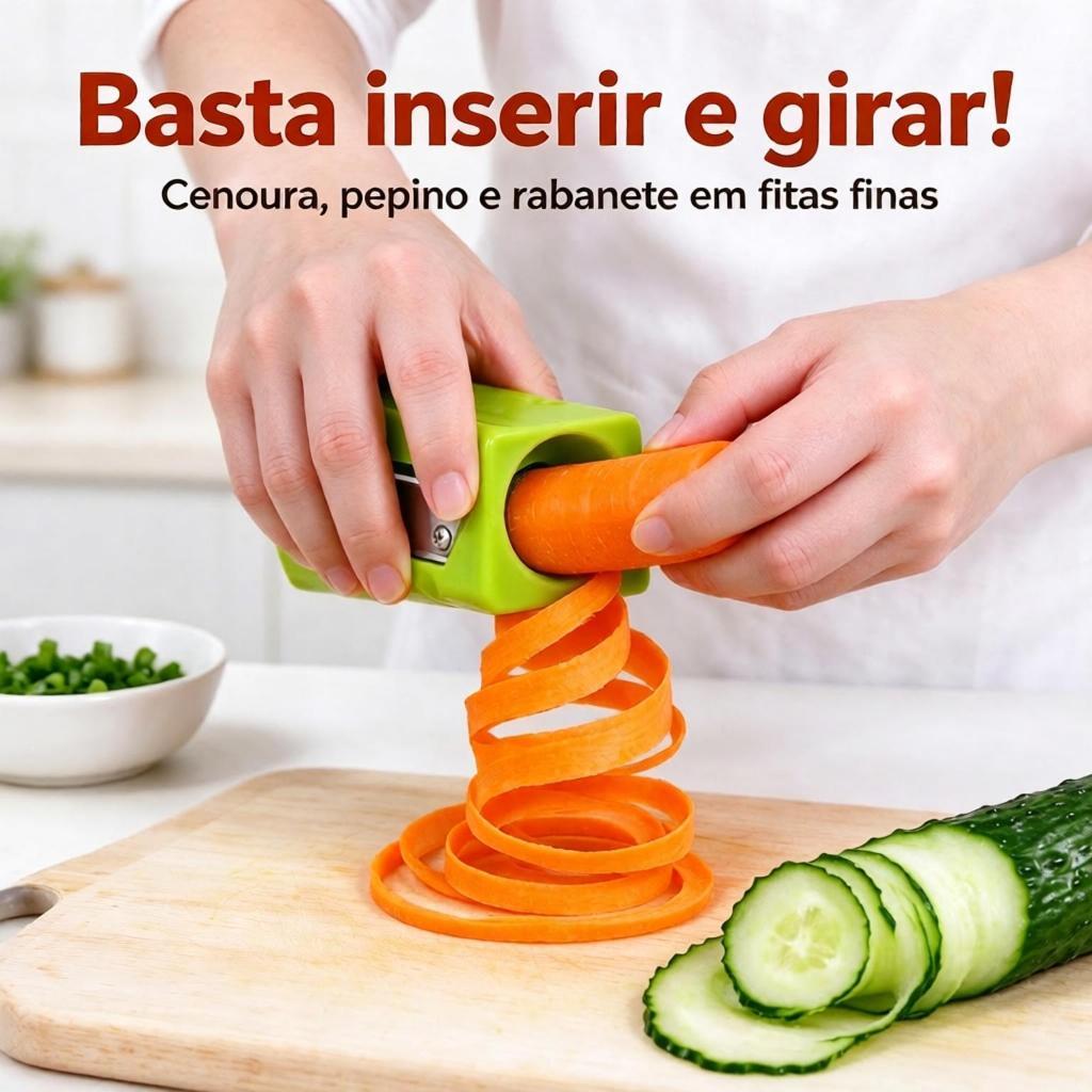Descascador em Espiral de Legumes  2em1, Cortador de Cenoura e Pepino em Fitas Finas para Saladas e Espaguete de Legumes